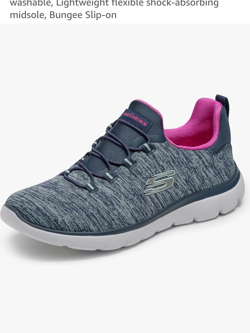 Skechers Women's Gray Knit Slip-On Sneakers with Pink Lining, 9 Wide, NIB - Picture 2 of 5